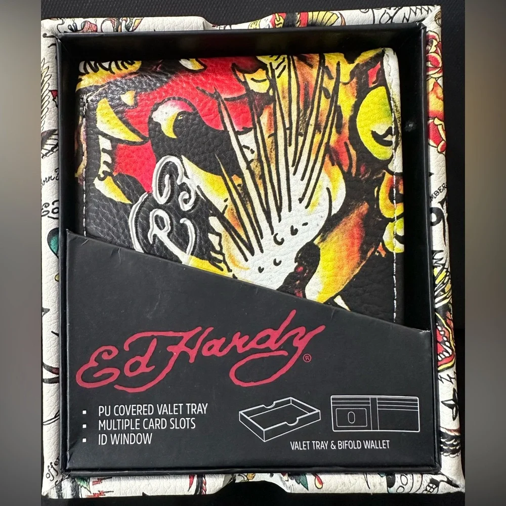 🆕Ed Hardy Bifold Wallet & Valet Tray